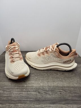 HOKA Kawana 2 Sneaker Shoes Women’s Size 7 B Vanilla/Sandstone Lace Up Running